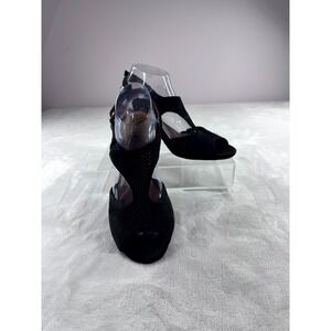 Clarks Evant Julie Heels Sandals Women 9.5M Black Perforated Open Toe Slingbacks